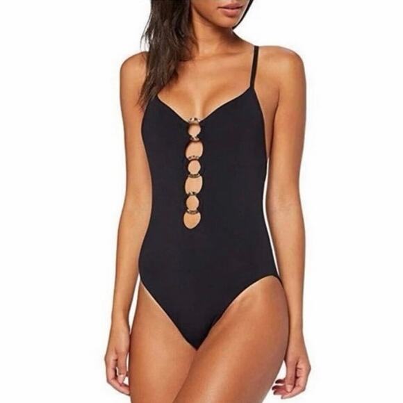 Seafolly Other - Seafolly Black Ring Detail Cutout One Piece Swimsuit Maillot Size 4 US